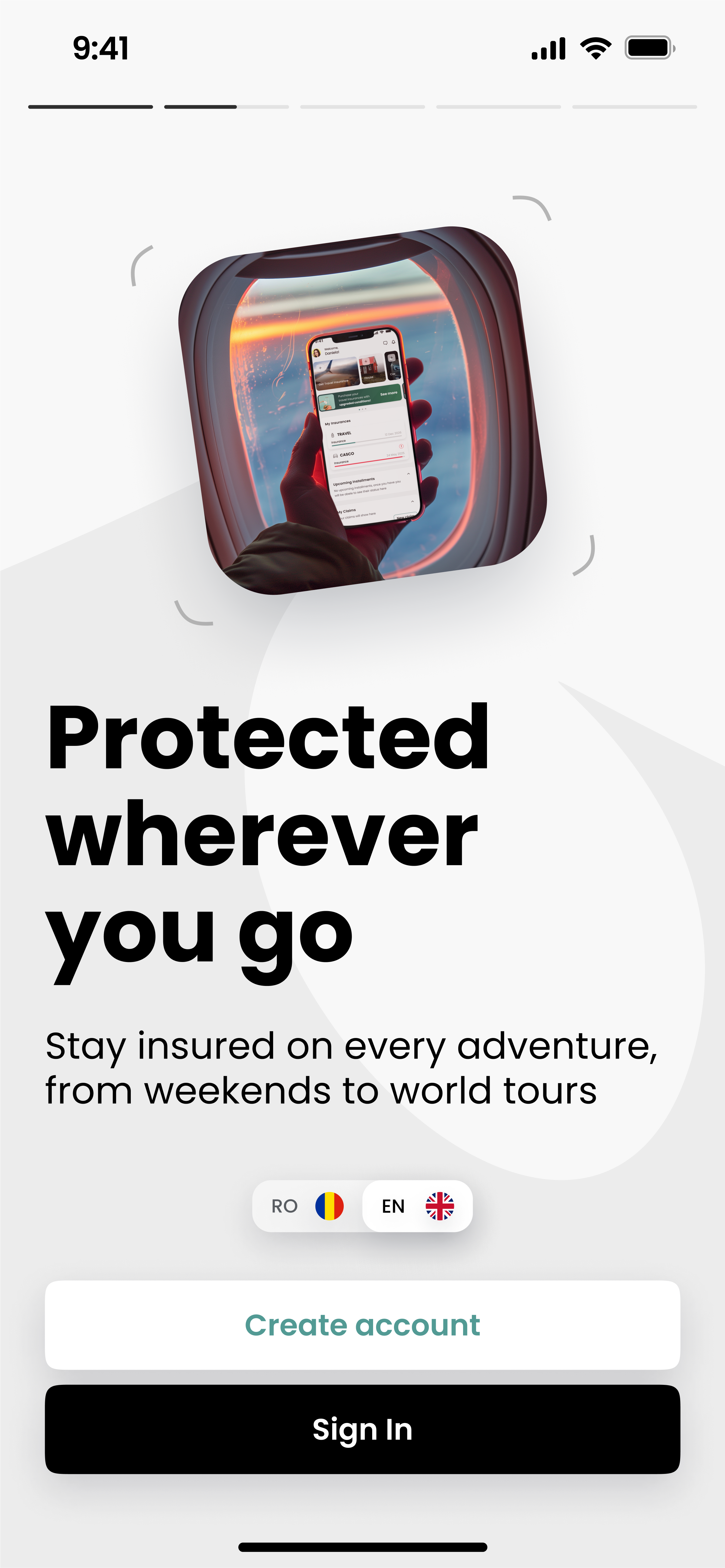 Travel app screen